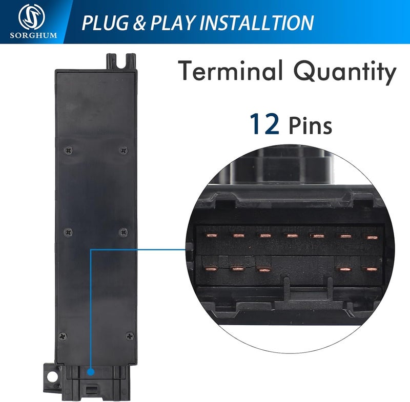 Sorghum Power Seat Switch - Front Left Driver Side Adjustment Switch Control 8 Ways Compatible with Honda Accord 03-25 Civic 14-25 Odyssey 05-24 CR-V HR-V Acura ILX MDX TSX RDX Replace# 81653-SDB-A71 - Image 5